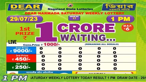dear narmada saturday weekly lottery|DEAR NARMADA SATURDAY WEEKLY DEAR 1 PM DRAW .